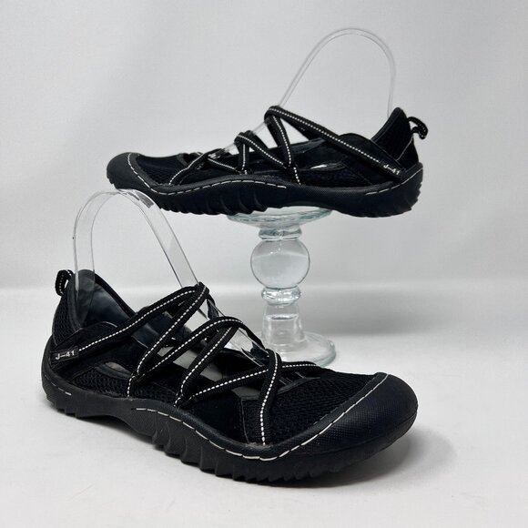 J-41 Adventure Shoes Womens Genesis Jeep Mary Jane Sneakers Black Mesh Size 8 - Picture 1 of 9